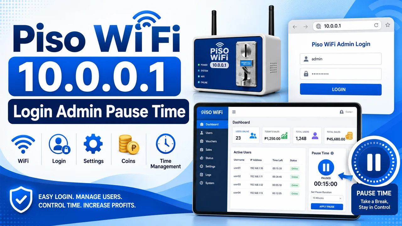 Piso WiFi login admin pause time
